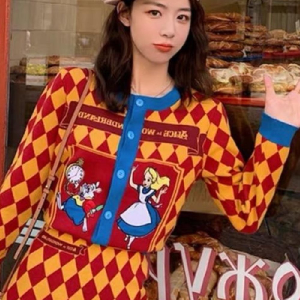 Alice In Wonderland Cardigan & Skirt Set